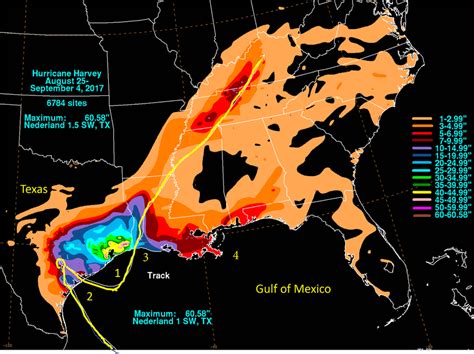 track  hurricane harvey   rainfall  inches