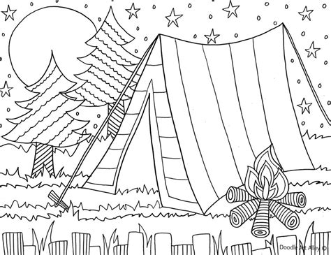 pin  lisa miller  drawings summer coloring pages camping