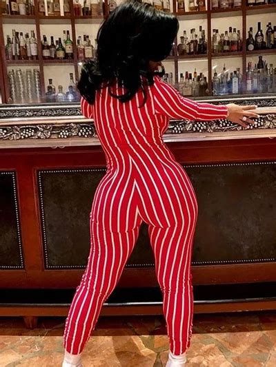 Striped V Neck Fitness Jumpsuits Rompers Womens Jumpsuit