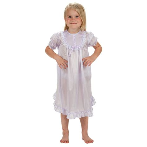 Solid Colors Short Sleeve Traditional Nightgown For Girls 4 14