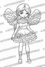 Coloring Digital Lemonshortbread Supplies Wings Stamp Angel Fantasy Scrapbooking Digi Fairy Girl Pages Clip sketch template