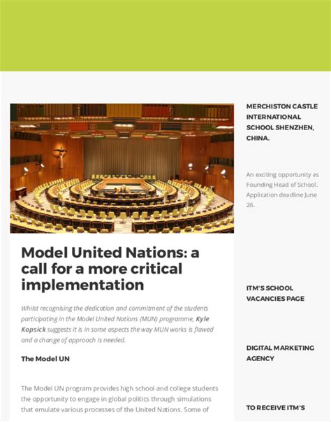 model united nations  call    critical implementation