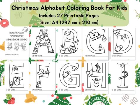 christmas alphabet coloring pages christmas printable etsy