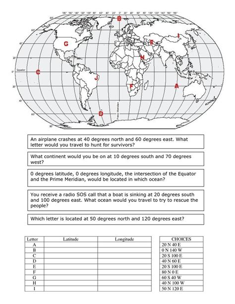 longitude  latitude printable worksheets social studies worksheets