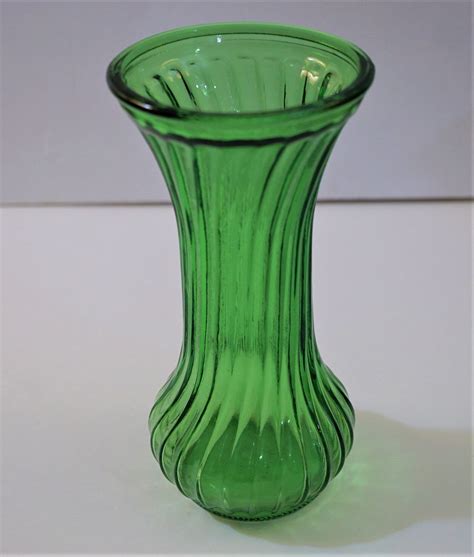 Vintage Hoosier Green Glass Vase Green Swirl Glassware Home Etsy