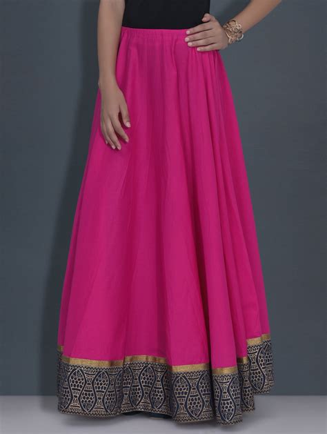 buy pink printed cotton long skirt  kaanchie nanggia  shopping  skirts  india