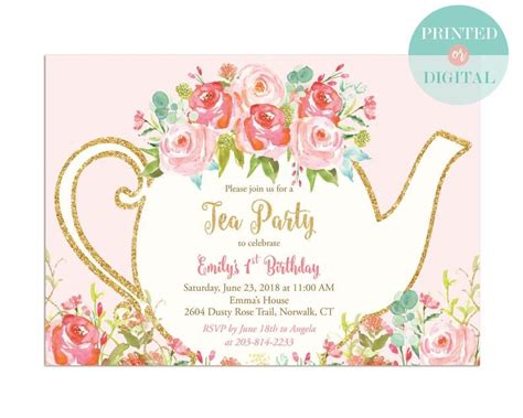 girls tea party birthday invitation kids birthday party etsy bridal