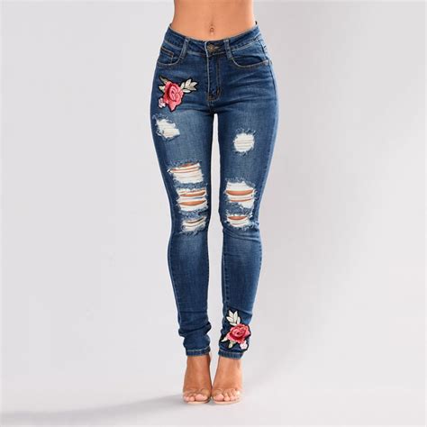 sexy high waist skinny ripped embroidery jeans for women sojourns affairs