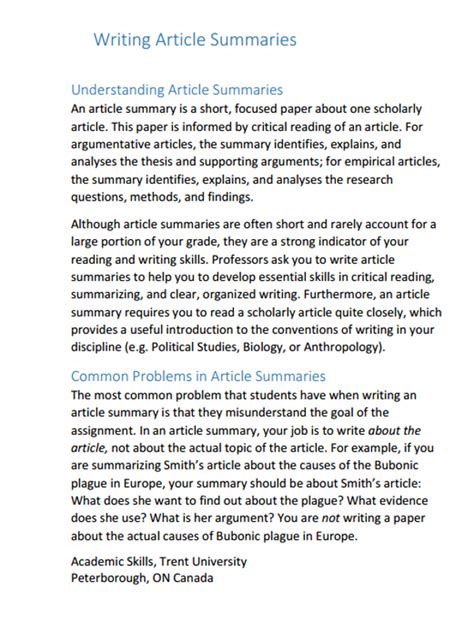 write  summary   academic article  easy steps