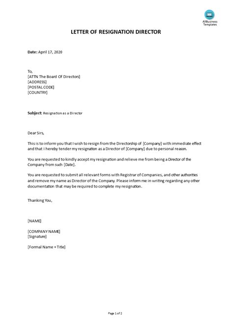 resignation letter due  personal reasons templates