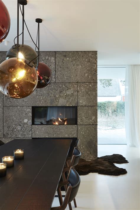 eetruimte  samenwerking met de beir luc small fireplace kitchen fireplace modern minimal