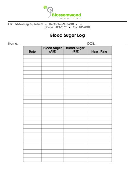 large print monthly  printable blood sugar log sheet