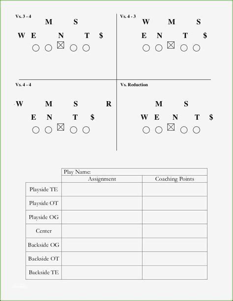 printable blank football play sheet template printable templates