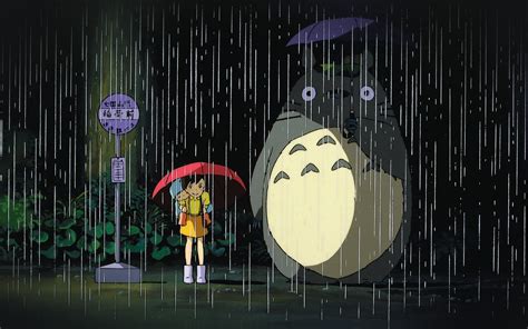 ao  neighbor totoro art illust rain anime papersco