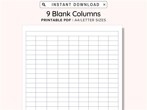 blank columns chart text input print  write  digital