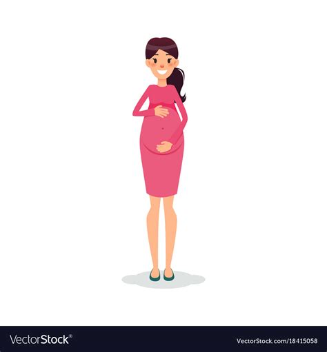 pregnant happy flat women future mom cartoon vector image