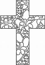 Coloring Cross Easter Pages Religious Printable Flowers Adult Color Jesus Kids Catholic Adults Bible Rose Christian Crosses Colouring Sheets Red sketch template
