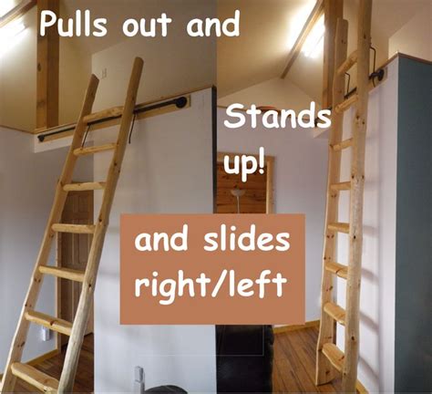 custom rustic pine loft library ladder  logcabin