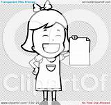 Card Report Coloring Cartoon Grinning Holding Blank Little Girl Outlined Clipart Vector Template Pages sketch template