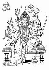 Pages Coloring Maa Durga Printable Hinduism Adults Kids sketch template