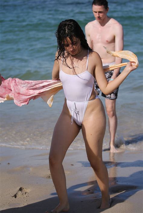 Camila Cabello See Through Swimsuit And Nip Slip Photos