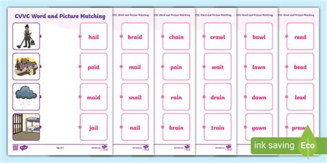 cvvc words  picture matching activity sheet twinkl