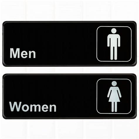 Set Of 2 Restroom Signs Mens And Womens Restroom Signs Black And