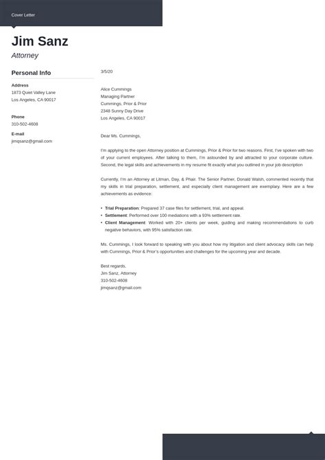 attorney cover letter samples writing guide