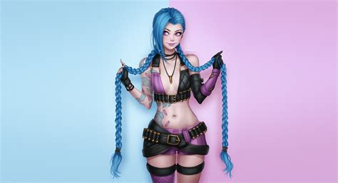 jinx league of legends long hairs hd games 4k wallpapers images