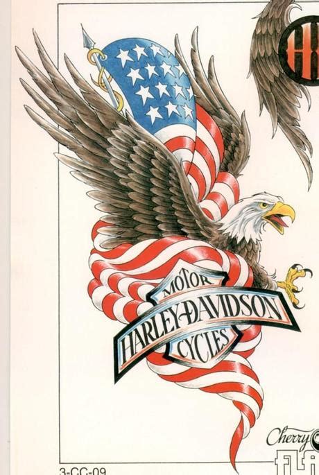 american eagle harley davidson tattoo with blueprint