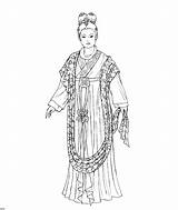 Song Dynasty Chinese Coloring Clothes Woman China Tang Traditional Pages Skirt Upper Class Dynasties Long Silk Waist Hairstyle Simple Beforeitsnews sketch template