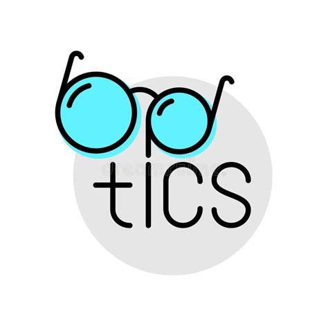 optics logo  glasses  text eyeglasses shop store thin  style design symbol stock