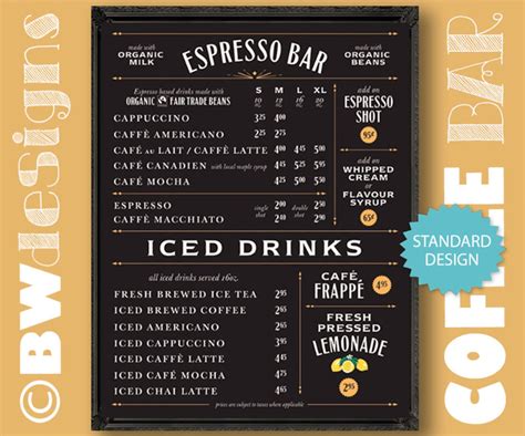 economical modern small menu coffee shop sign clean design etsy