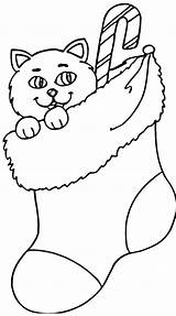 Stocking Coloring Cat Christmas Pages Printable Color Clipart Kitten Stockings Part Popular Drawing Paper sketch template
