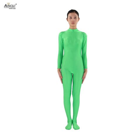 ainclu disfraz de licra para mujer nailon verde cuerpo sin manos