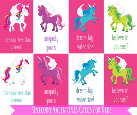 printable unicorn valentines cards  kids unicorn valentine