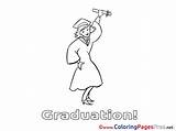Coloring Graduation Pages Girl Sheet Title sketch template