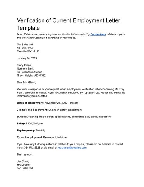 verification  employment letters   employees templates