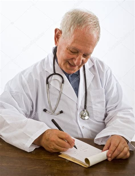 doctor writing  prescription stock photo  noamarmonn
