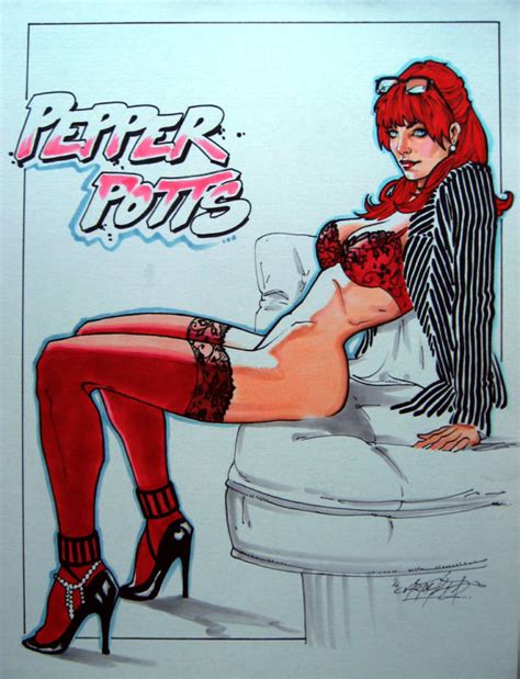 Redhead Babe Stockings Pepper Potts Nude Hentai Art