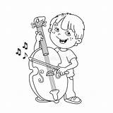 Cello Profilo Violoncello Coloritura Ragazzo Gioca Fumetto Trombone Template Violin sketch template