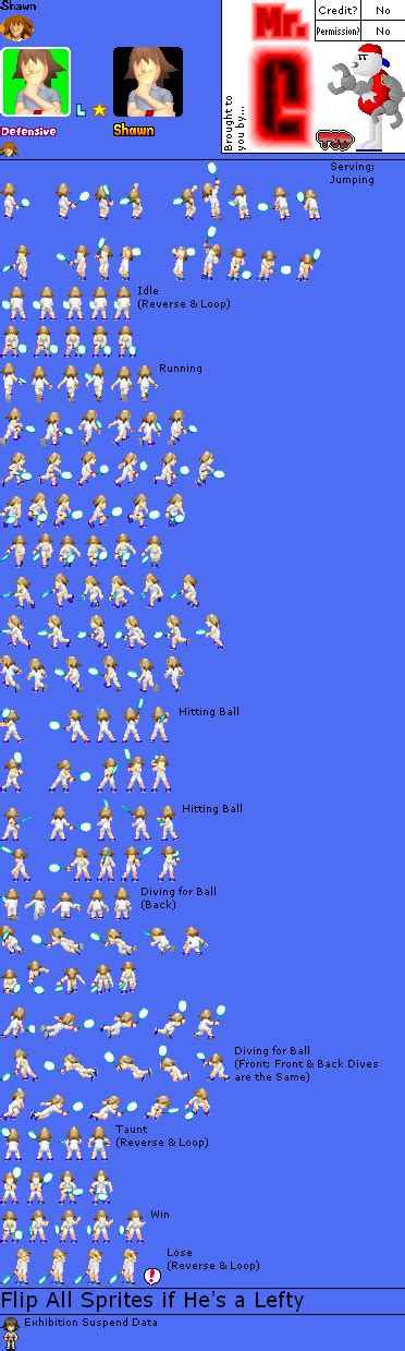 The Spriters Resource Full Sheet View Mario Tennis Power Tour Shawn