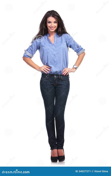Casual Woman With Both Hands On Hips Stock Image Image Of Nice