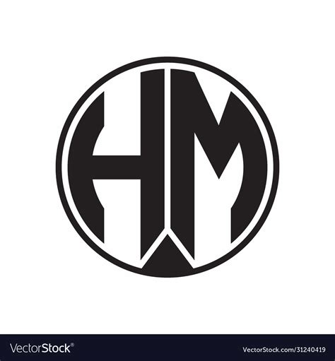 hm logo monogram circle  piece ribbon style vector image