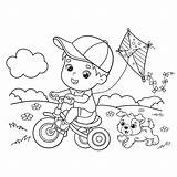 Kite Outline Kids Drachen Malbuch Fahrrad Kinder Illustrationen Vektoren sketch template