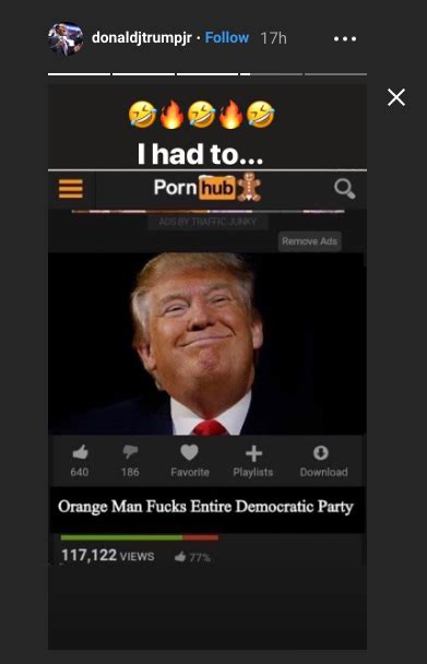 donald trump jr shares pornhub style meme of his father