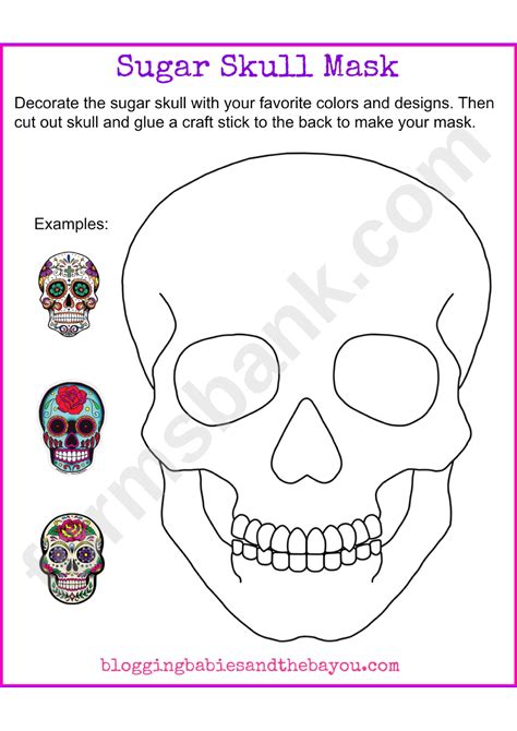 sugar skull mask template printable