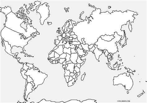 map   world coloring pages printable