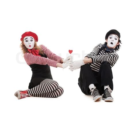 Funny Portrait Of Two Mimes With Red Stock Image Colourbox