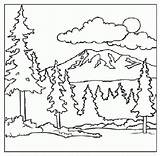 Coloring Mountain Pages Mountains Printable Scenery Children Smoky Forest Adult Color Kids Landscape Book Print Colouring Scene Sheets Drawing Tree sketch template